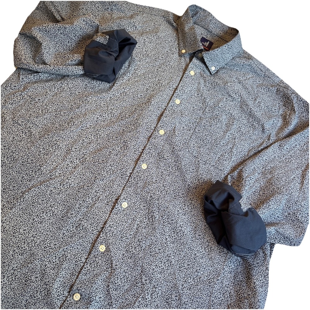 JOHNNIE-O Performance Button‎ Down W/Pocket Vines Pattern Navy Lined Men's XXL
